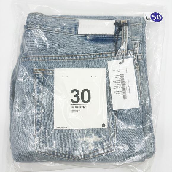 RE/DONE Originals Low Slung Distressed Crop Jeans 188-3WLSLC Size 30 Mid Rise - Picture 10 of 11